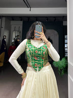 Lorenvalley Fashion Off White Vichitra Silk Lace Touch Up Lehenga Choli | Grocsy