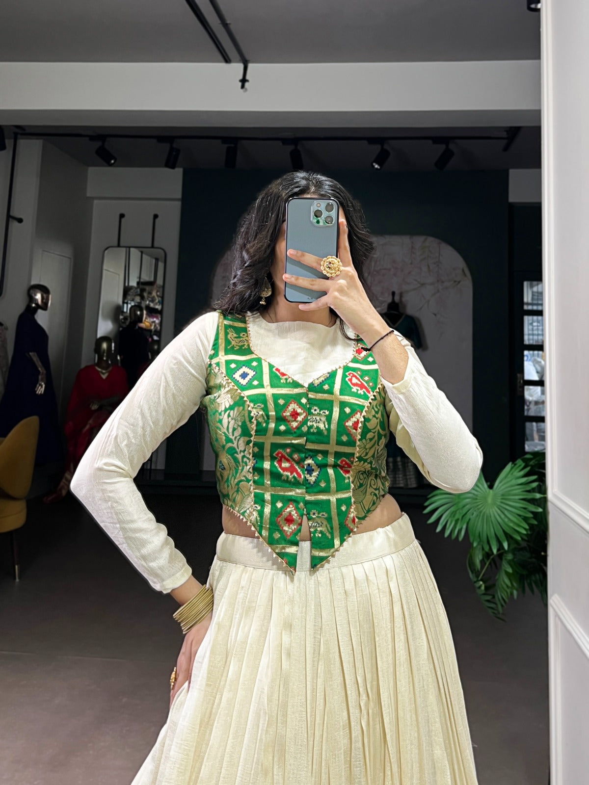 Lorenvalley Fashion Off White Vichitra Silk Lace Touch Up Lehenga Choli | Grocsy