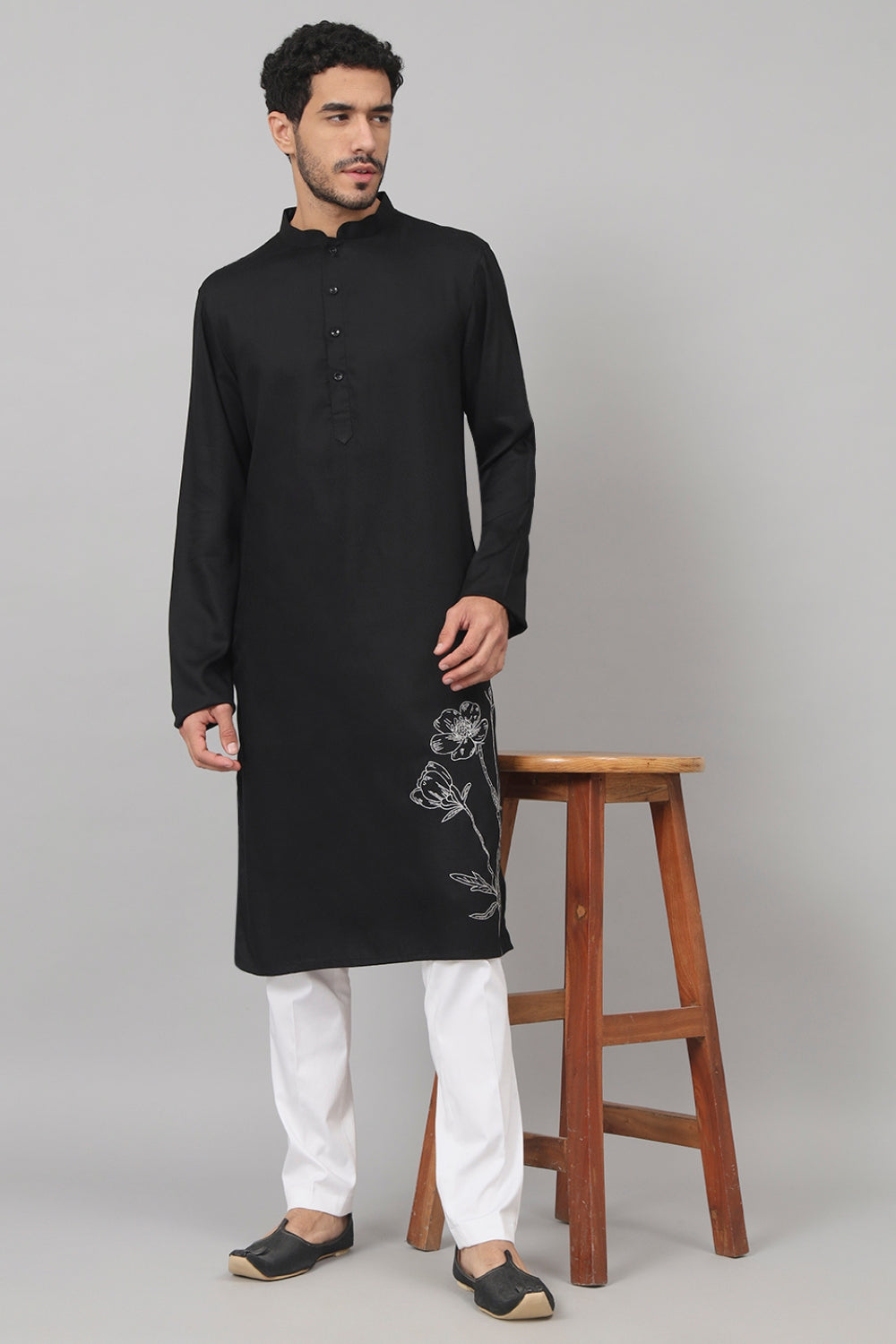 Stem Embroidery Cotton Kurta by Hilo Design | Grocsy