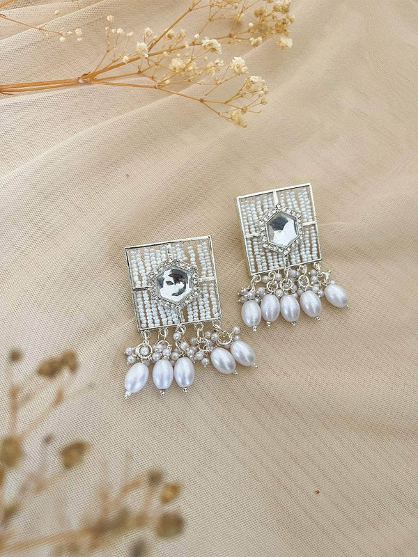 Tehzeeb Creations New Stylish Earrings For Women & Girls Pearl Alloy Hoop Earring, Stud Earring | Grocsy