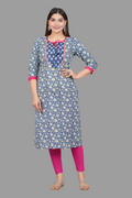 House of RP Women's NavyBlue Rayon Floral Print Kurta | Grocsy