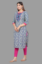 House of RP Women's NavyBlue Rayon Floral Print Kurta | Grocsy