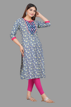 House of RP Women's NavyBlue Rayon Floral Print Kurta | Grocsy