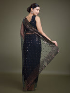 Monjolika Fashion Women'S Black Soft Net SareeWith Sequin Embellished Border And Pallu | Grocsy