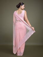 Monjolika Fashion Women'S Light Pink Soft Net SareeWith Sequin Embellished Border And Pallu | Grocsy