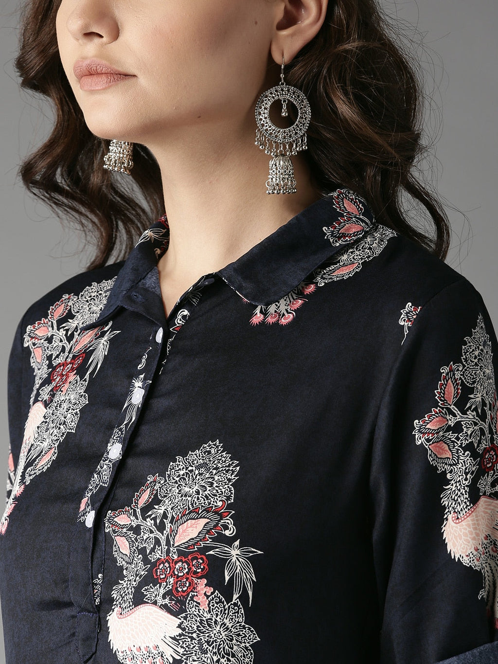 HERE&NOW Women Navy Printed Straight Kurta | Grocsy