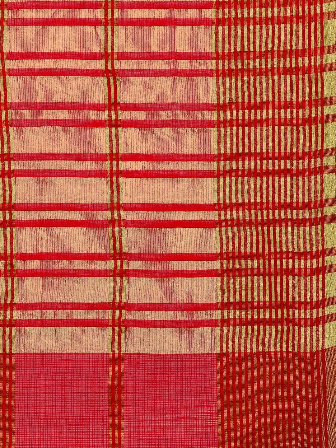Saree Mall Red Art Silk Checked Bhagalpuri Saree | Grocsy