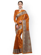 Saree Mall Mustard Art Silk Printed Bhagalpuri Saree | Grocsy