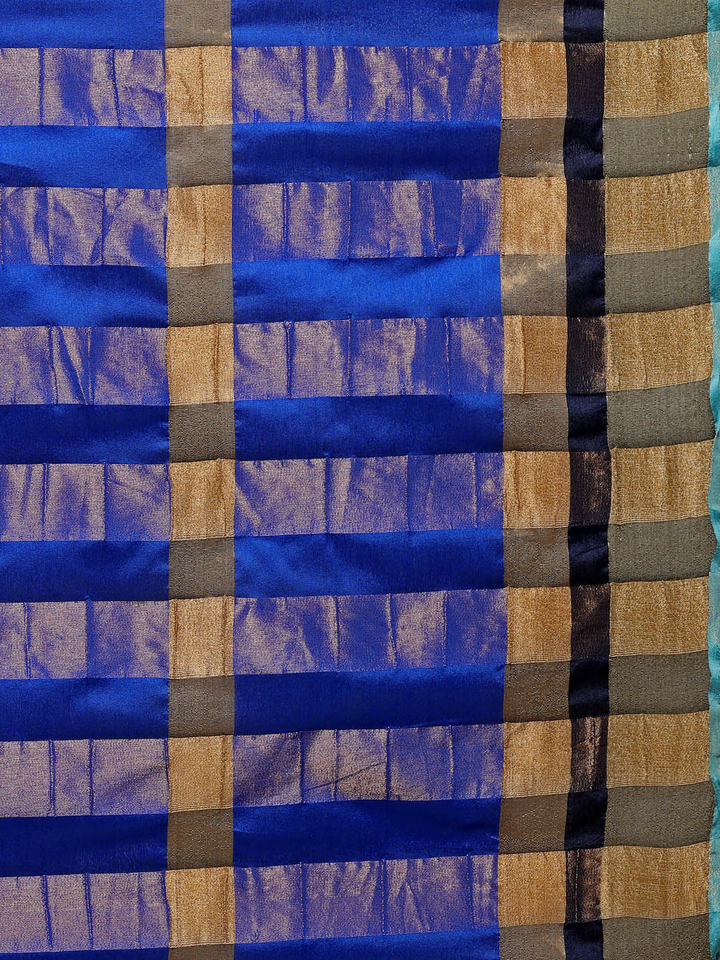 Saree Mall Blue Striped Silk Blend Saree | Grocsy