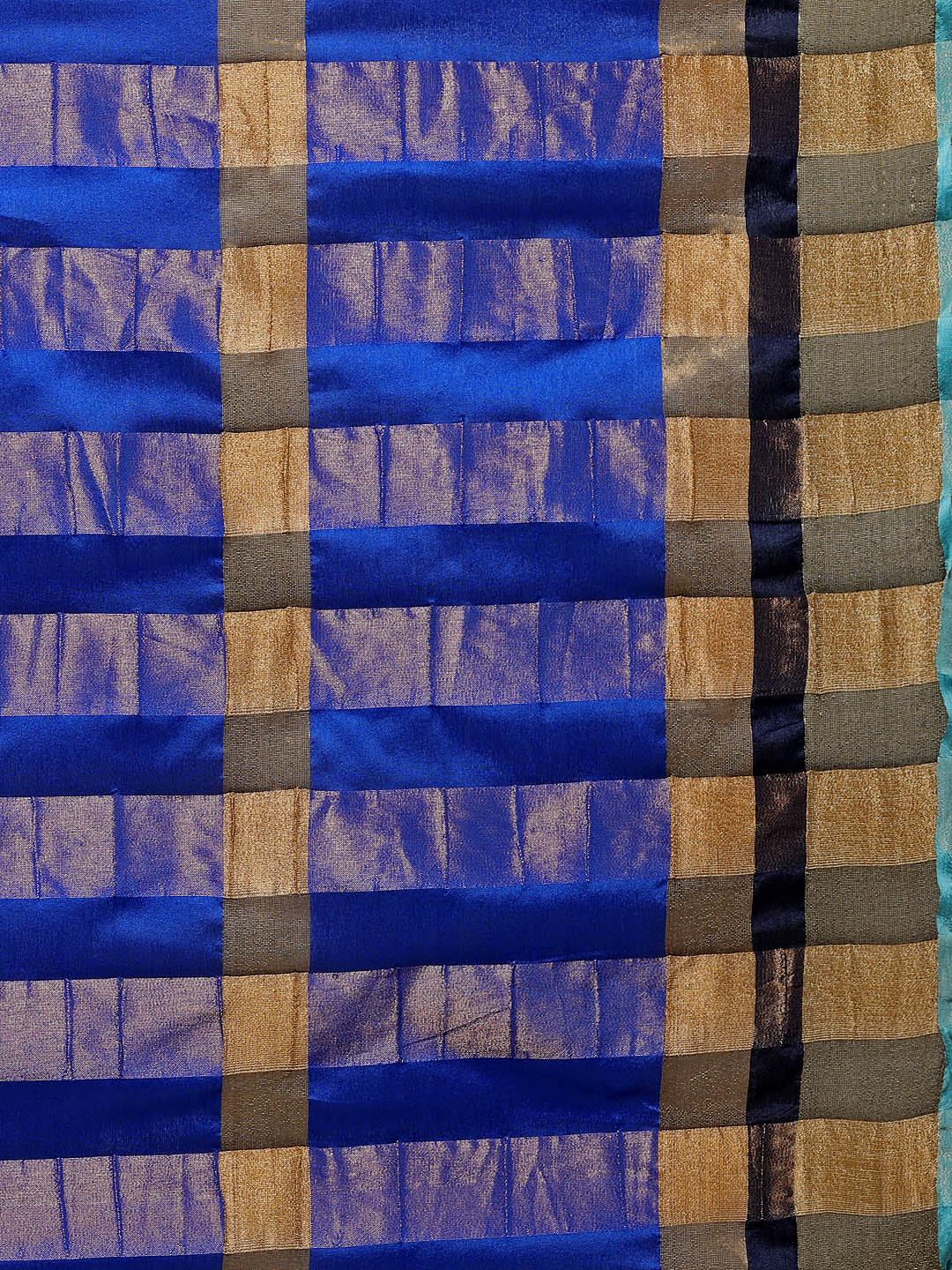 Saree Mall Blue Striped Silk Blend Saree | Grocsy