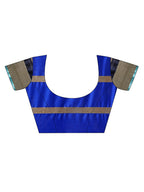 Saree Mall Blue Striped Silk Blend Saree | Grocsy