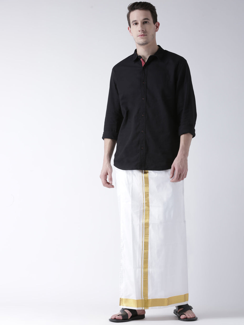 Sethukrishna Men Double Layer Readymade Dhoti With Pocket | Grocsy