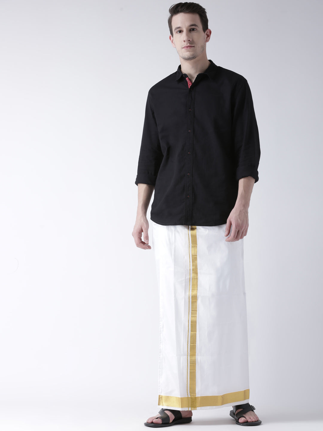 Sethukrishna Men Double Layer Readymade Dhoti With Pocket | Grocsy
