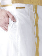Sethukrishna Men Double Layer Readymade Dhoti With Pocket | Grocsy