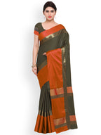 Saree Mall Green & Orange Solid Art Silk Saree | Grocsy