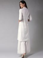 Here&Now Women White Solid Straight Kurta | Grocsy