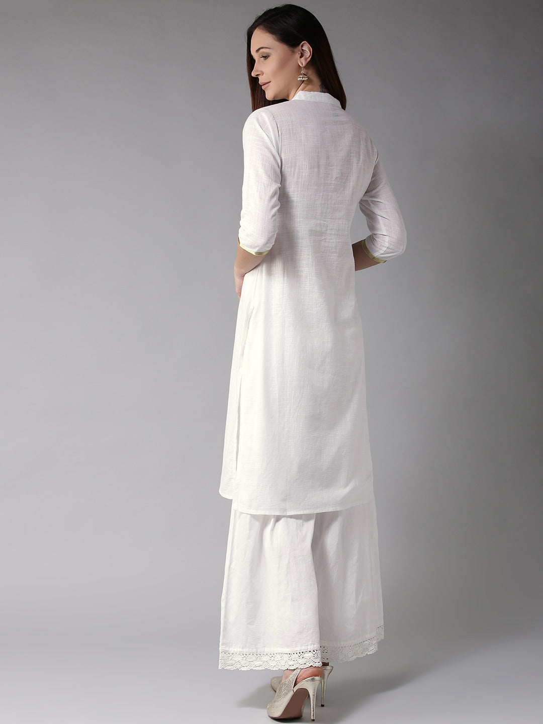 Here&Now Women White Solid Straight Kurta | Grocsy