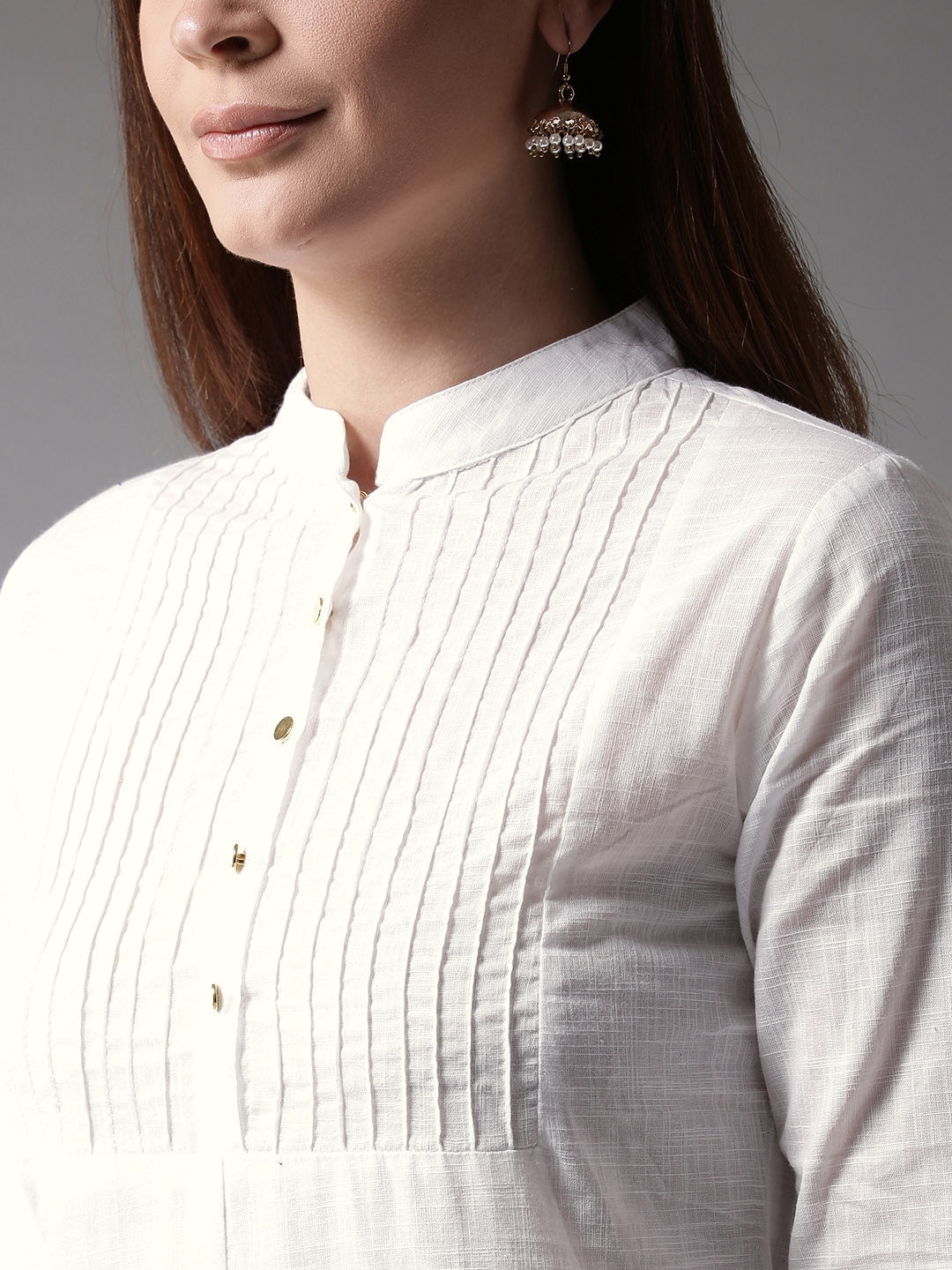 Here&Now Women White Solid Straight Kurta | Grocsy