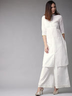 Here&Now Women White Solid Straight Kurta | Grocsy