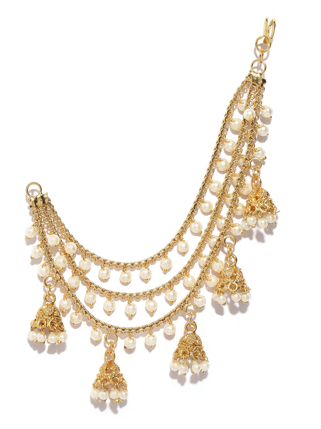 Shining Diva Gold-Toned & White Classic Jhumkas | Grocsy