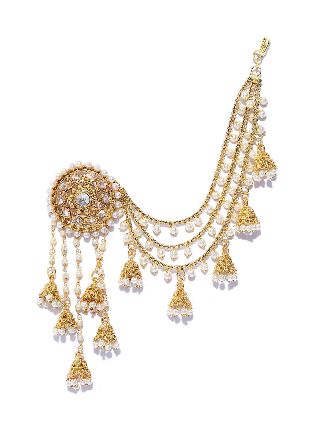 Shining Diva Gold-Toned & White Classic Jhumkas | Grocsy