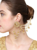 Shining Diva Gold-Toned & White Classic Jhumkas | Grocsy