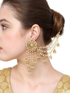Shining Diva Gold-Toned & White Classic Jhumkas | Grocsy