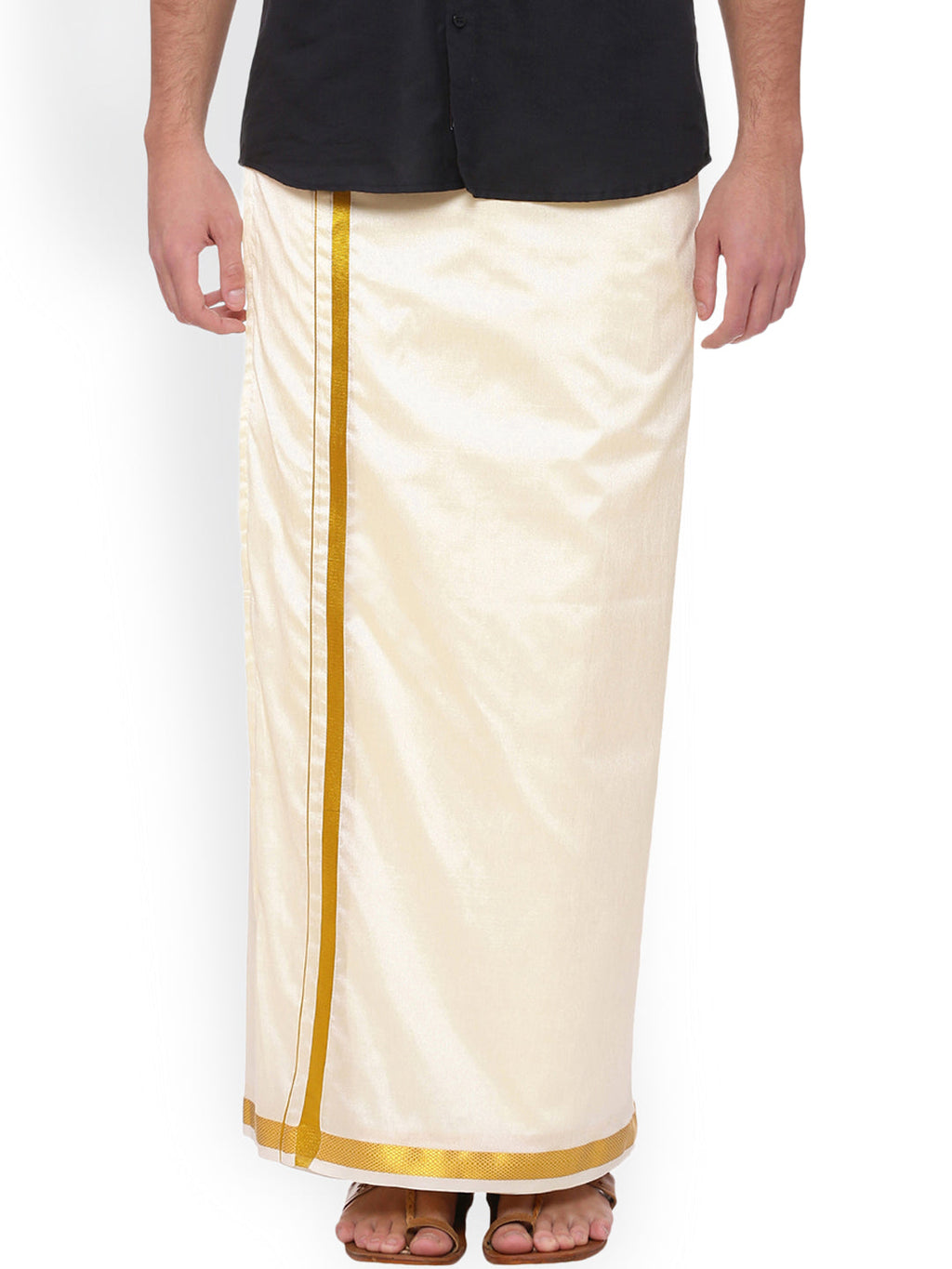 Sethukrishna Men Cream Solid Readymade Dhoti | Grocsy
