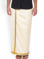 Sethukrishna Men Cream Solid Readymade Dhoti | Grocsy