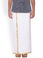 Sethukrishna Men White Solid Double Layer Readymade Dhoti With Pocket | Grocsy