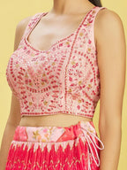 Tulsi Art Pretty Pink Embroidered Chinon Festival Wear Lehenga Choli | Grocsy