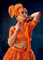 Anaita Orange Organza Lehenga Choli With Sequence & Thread Work | Grocsy