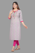 House of RP Women's Grey Rayon Floral Print Kurta | Grocsy