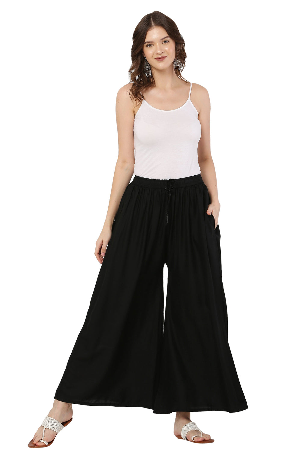 PAVONINE Black Color Rayon Fabric Jumbo Sharara For Women | Grocsy