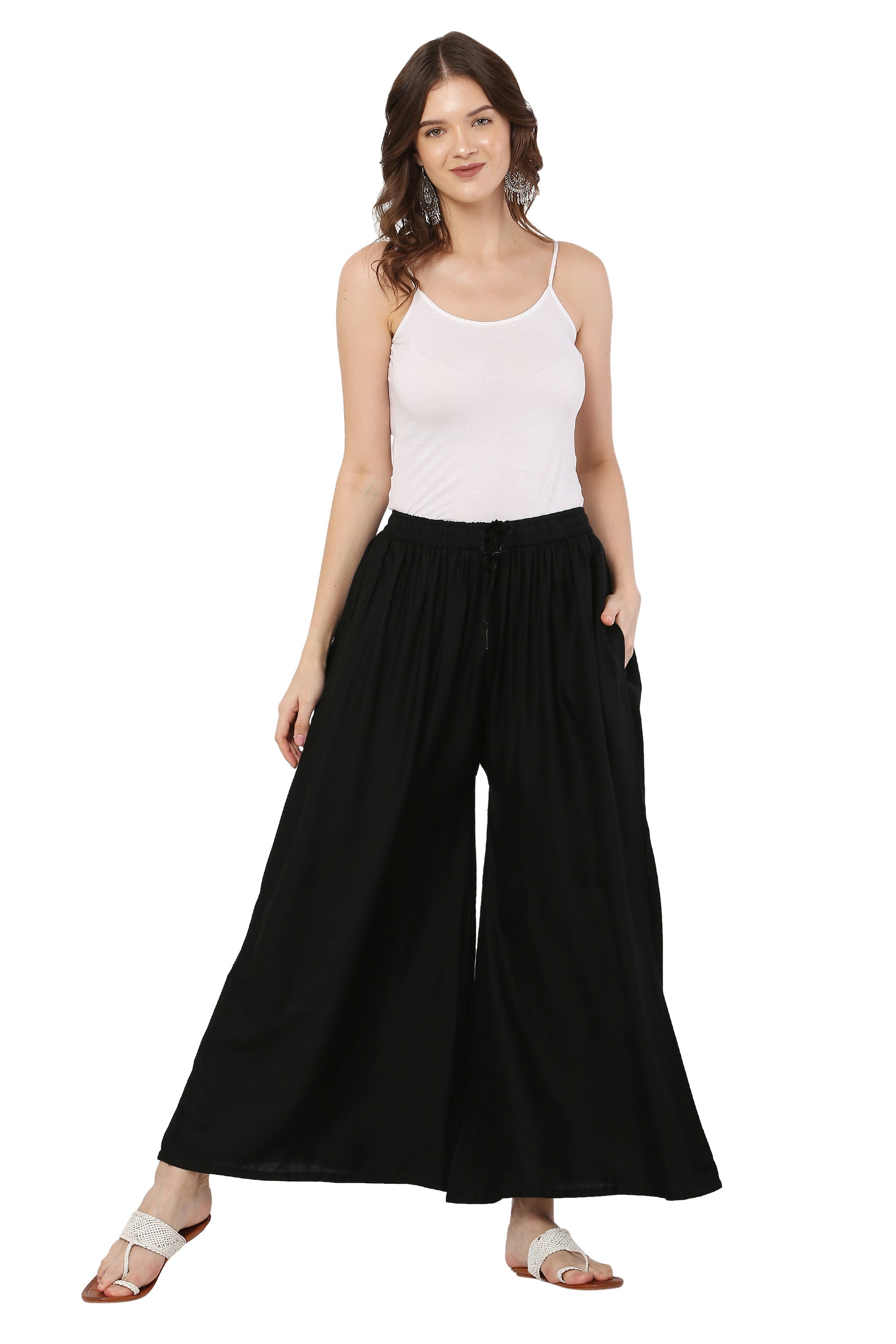 PAVONINE Black Color Rayon Fabric Jumbo Sharara For Women | Grocsy