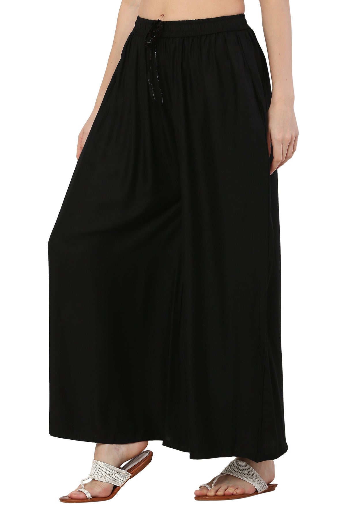 PAVONINE Black Color Rayon Fabric Jumbo Sharara For Women | Grocsy
