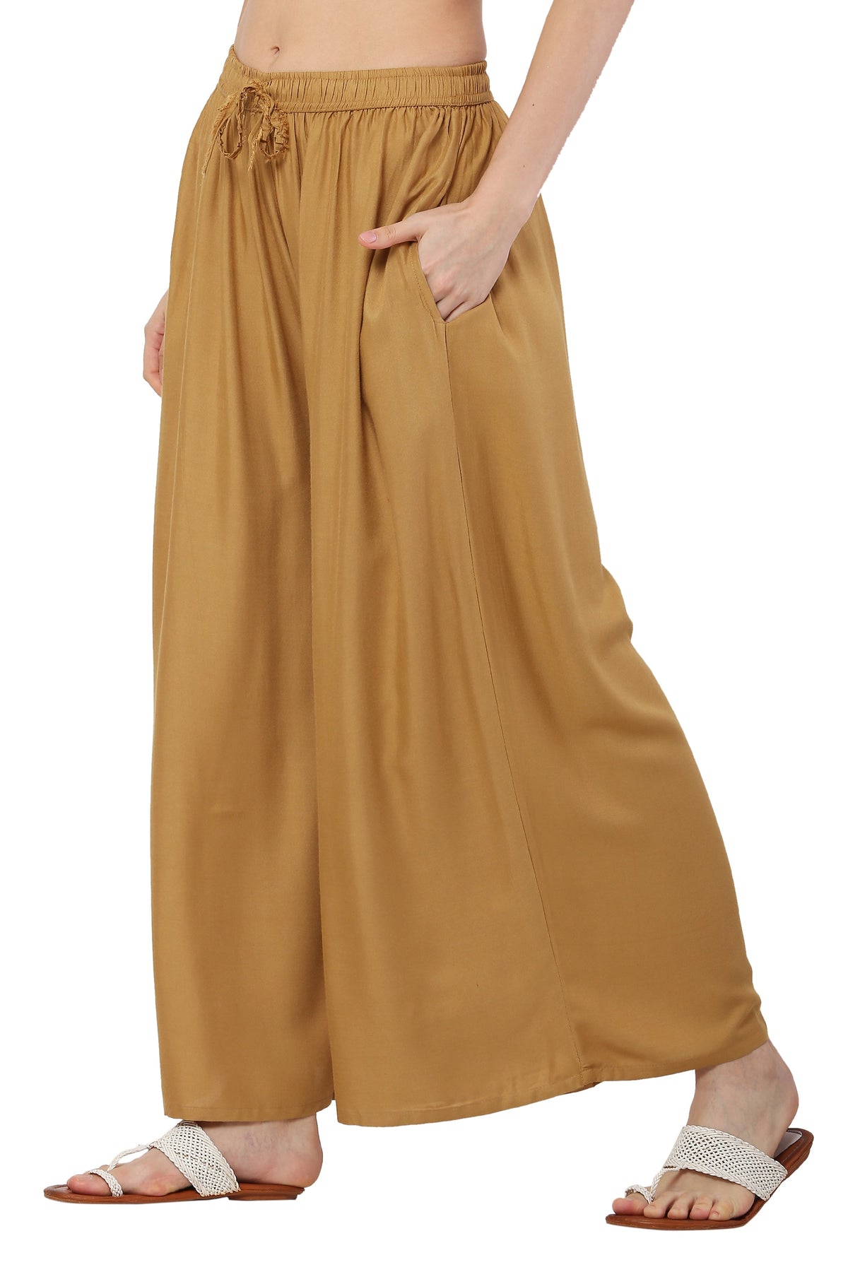 PAVONINE Beige Color Rayon Fabric Jumbo Sharara For Women | Grocsy