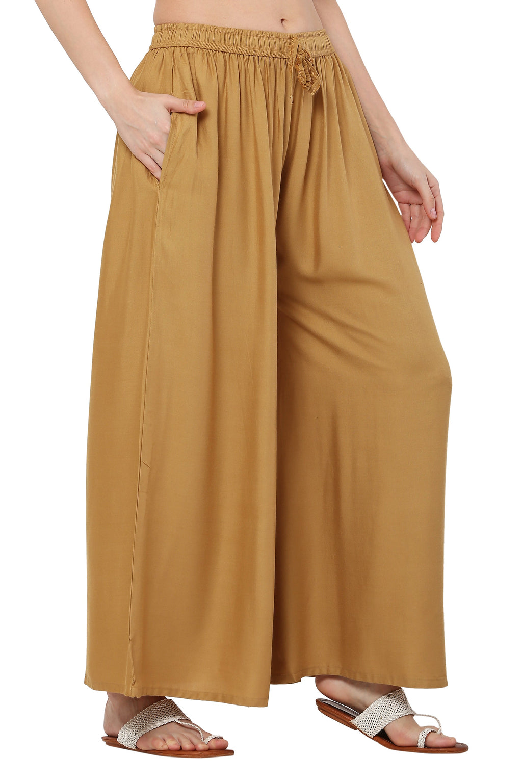 PAVONINE Beige Color Rayon Fabric Jumbo Sharara For Women | Grocsy