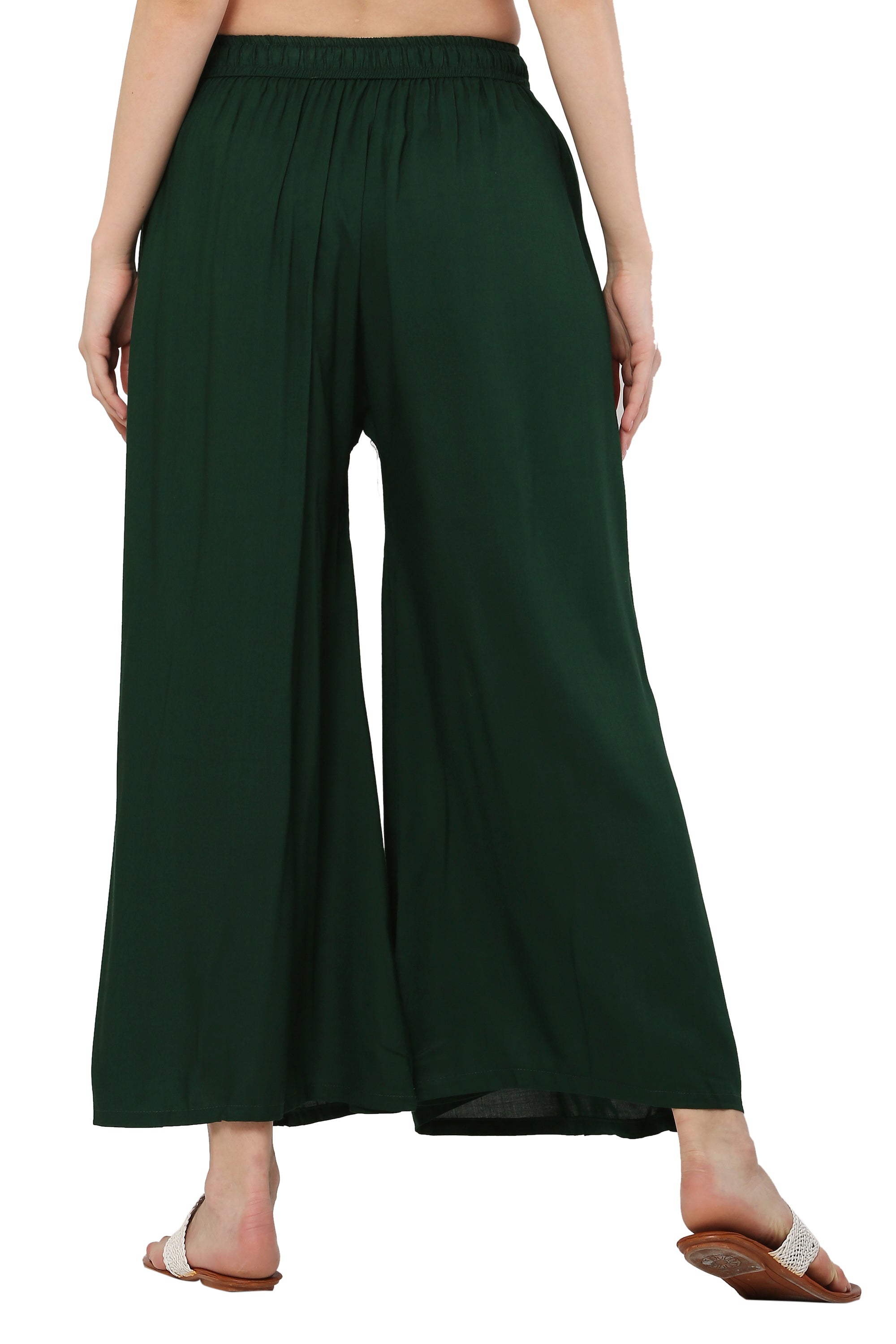 PAVONINE Bottle Green Color Rayon Fabric Jumbo Sharara For Women | Grocsy