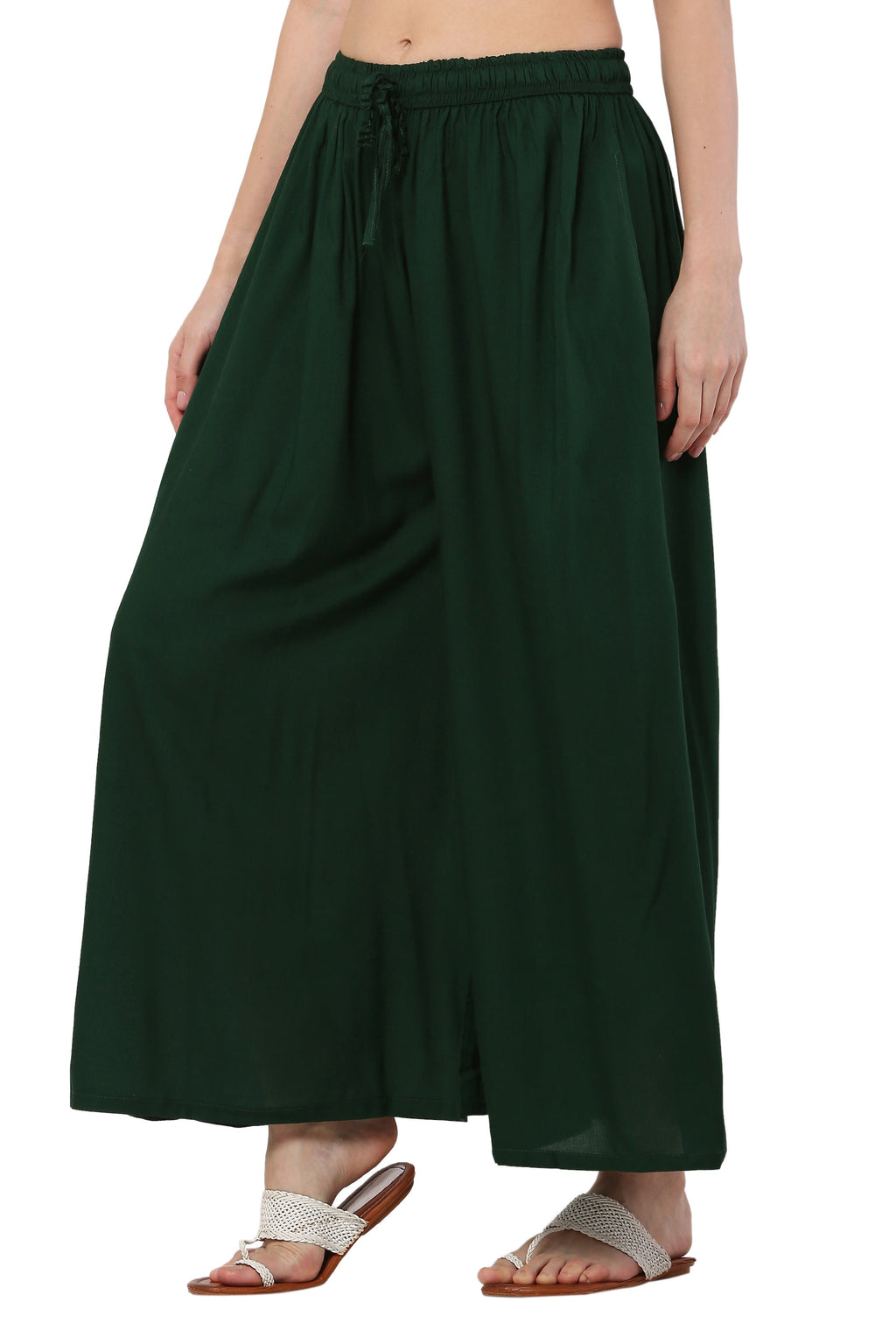 PAVONINE Bottle Green Color Rayon Fabric Jumbo Sharara For Women | Grocsy
