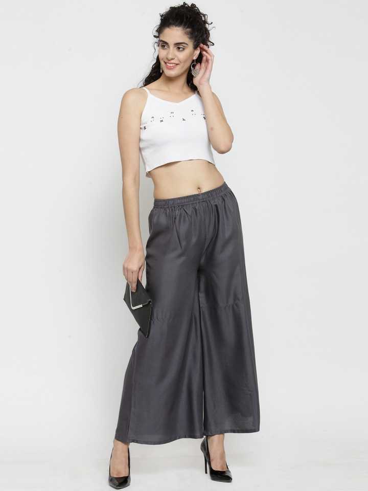 PAVONINE Grey Color Rayon Fabric Jumbo Sharara For Women | Grocsy