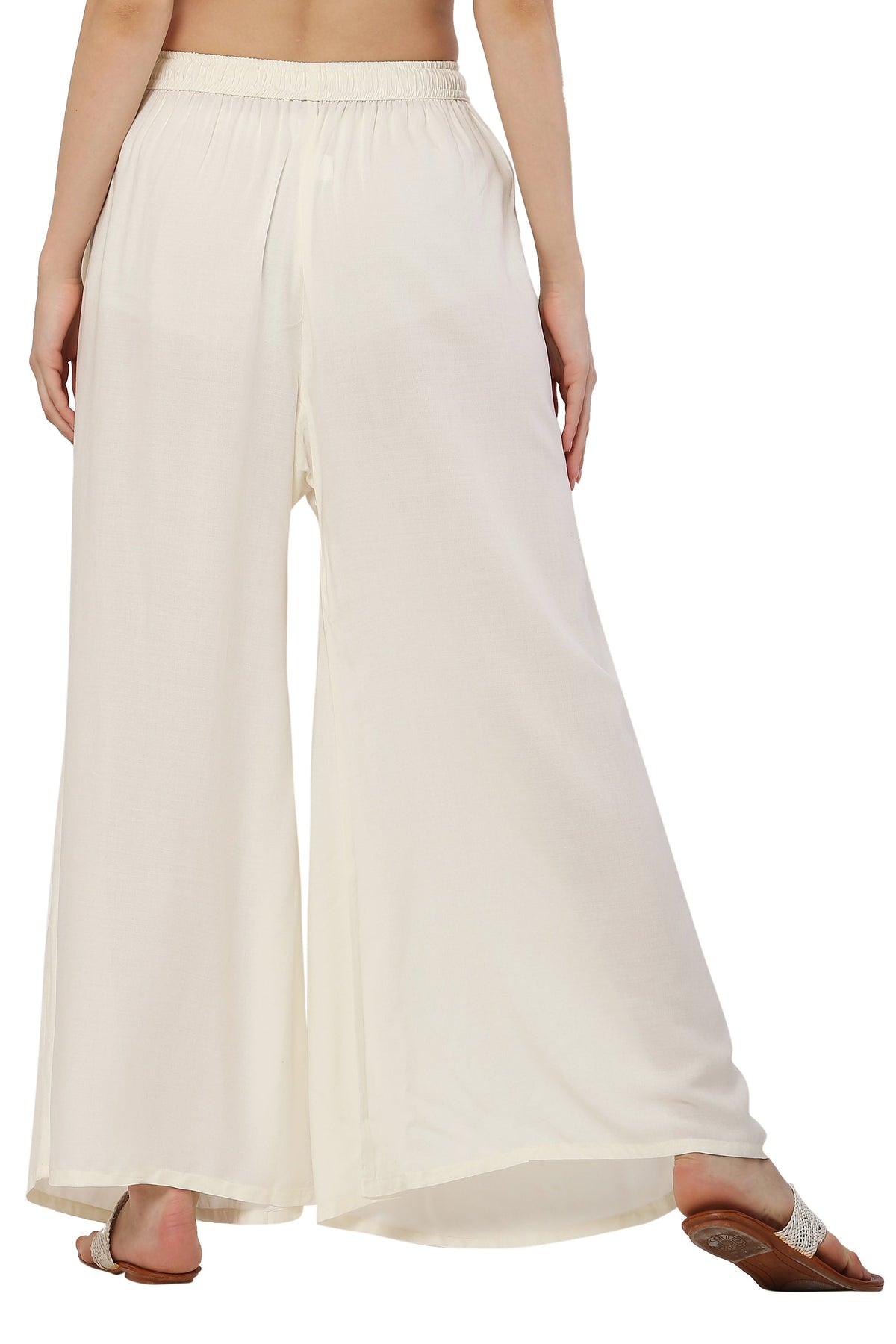 PAVONINE Off White Color Rayon Fabric Jumbo Sharara For Women | Grocsy