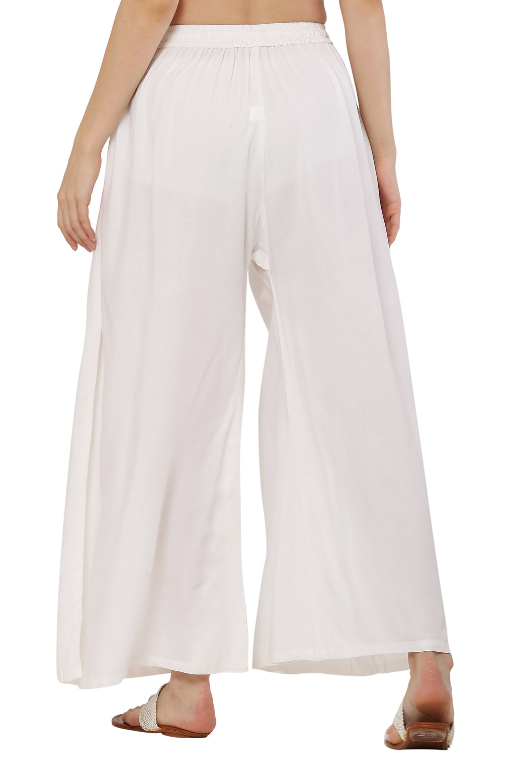 PAVONINE White Color Rayon Fabric Jumbo Sharara For Women | Grocsy