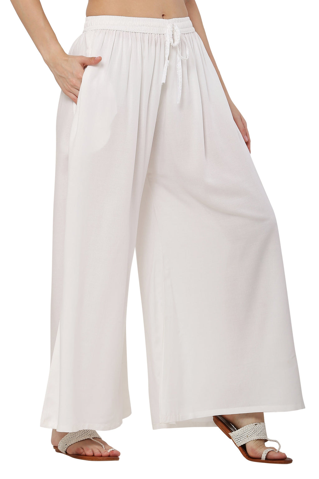 PAVONINE White Color Rayon Fabric Jumbo Sharara For Women | Grocsy