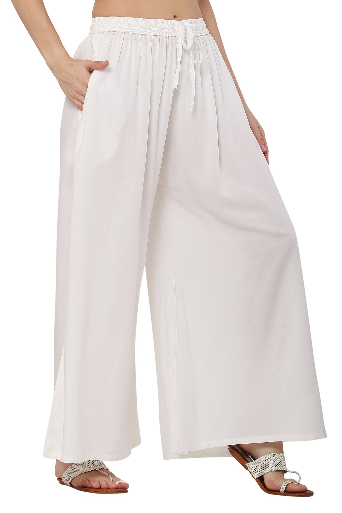 PAVONINE White Color Rayon Fabric Jumbo Sharara For Women | Grocsy