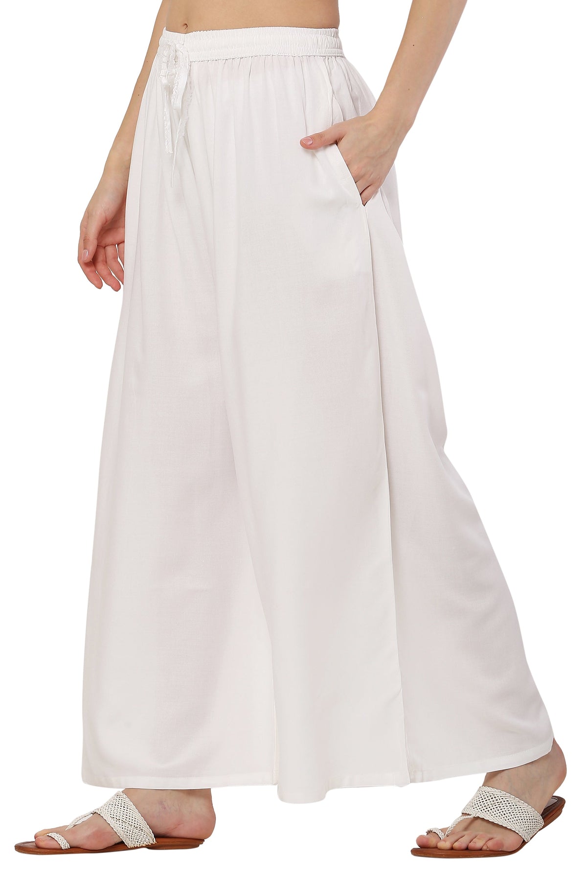 PAVONINE White Color Rayon Fabric Jumbo Sharara For Women | Grocsy