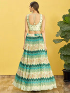 Tulsi Art Styling Green Mirror Work Chinon Reception Wear Lehenga Choli | Grocsy
