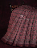 Red Onion Colour Ajrakh Design Semi Chanderi Saree By Gayathri Reddy Designer Studio | Grocsy