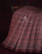 Red Onion Colour Ajrakh Design Semi Chanderi Saree By Gayathri Reddy Designer Studio | Grocsy