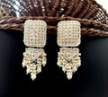 Tehzeeb Creations Jewellery Gold Tone Jadau Kundan & Pearls Large Drop Earrings For Women & Girls | Grocsy